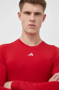 Tréningové tričko s dlhým rukávom adidas Performance červená farba, jednofarebné
