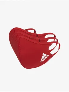 Set of three face masks in red adidas Performance - unisex