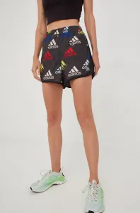 Bežecké šortky adidas Performance Brand Love dámske, vzorované, vysoký pás #8804236