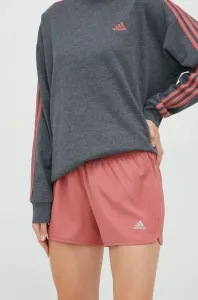 Bežecké šortky adidas Performance dámske, ružová farba, jednofarebné, vysoký pás #7480480