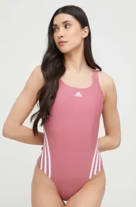 Jednodielne plavky adidas Performance 3-Stripes ružová farba, mäkké košíky