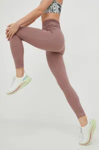Legíny na jogu adidas Performance Studio Gathered dámske, fialová farba, jednofarebné #7389056