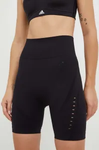 Šortky na jogu adidas Performance Aeroknit 2.0 dámske, čierna farba, jednofarebné, vysoký pás