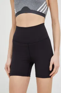 Šortky na jogu adidas Performance Yoga Studio dámske, čierna farba, jednofarebné, vysoký pás #6722568