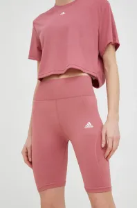 Tréningové šortky adidas Performance dámske, ružová farba, jednofarebné, vysoký pás