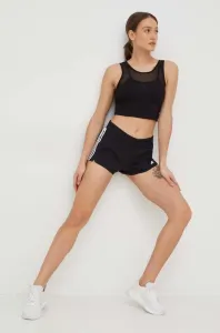 Tréningové šortky adidas Performance Pacer dámske, čierna farba, s potlačou, stredne vysoký pás