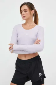 Tričko s dlhým rukávom na jogu adidas Performance Studio fialová farba #7995812