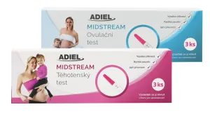 ADIEL Súprava Midstream testov - tehotenský test 3ks + ovulačný test 3ks