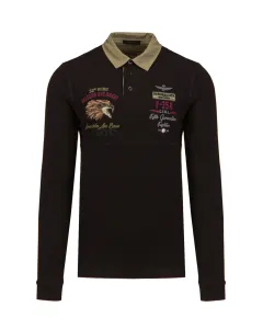 Bavlnené tričko s dlhým rukávom Aeronautica Militare čierna farba, s nášivkou #2636078