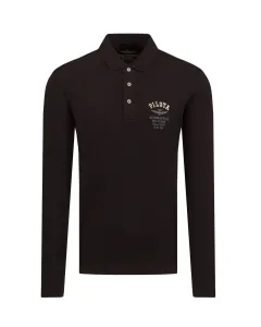 Bavlnené tričko s dlhým rukávom Aeronautica Militare čierna farba, s nášivkou #259161