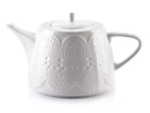 Porcelánová kanvica na čaj a kávu KORONKA 1L biela