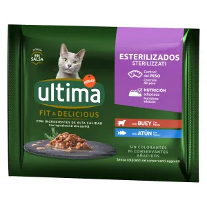 Výhodné balenie Ultima Cat Sterilized 96 x 85 g - hovädzie a tuniak