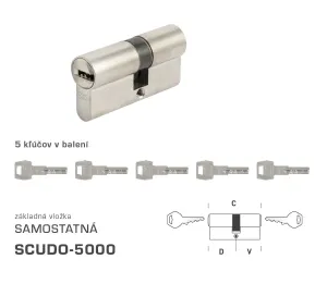 AGB - Vložka SCUDO 5000 S obojstranná NIM - nikel matný | MP-KOVANIA.sk #9599605