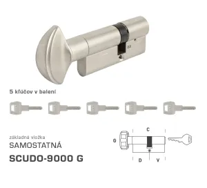 AGB - Vložka SCUDO 9000 S G obojstranná NIM - nikel matný | MP-KOVANIA.sk #9599610