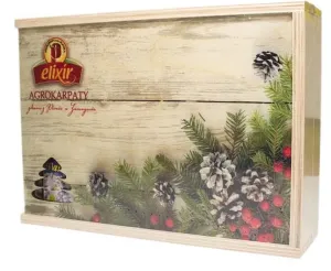 Agrokarpaty Elixír Kazeta čajová, drevená Vianoce bylinný čaj vrecúška 60 x 1.5 g