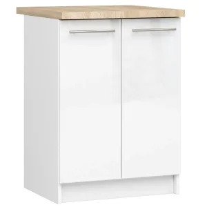 Kuchyňská skříňka Olivie S 60 cm 2D bílá/bílý lesk/dub sonoma