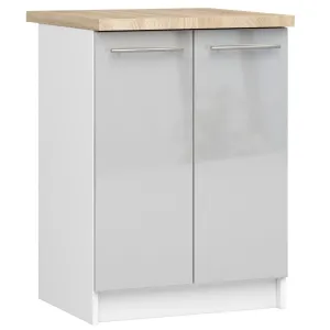 Kuchyňská skříňka Olivie S 60 cm 2D bílá/metalický lesk/dub sonoma