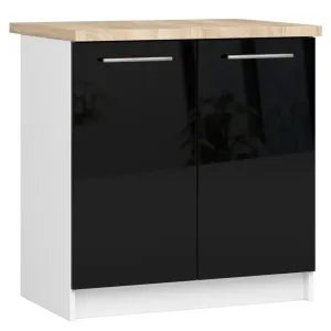 Kuchyňská skříňka Olivie S 80 cm 2D bílá/černý lesk/dub sonoma