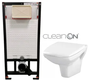 DEANTE Podstavný rám, pre závesné WC misy bez tlačidla + WC CERSANIT CLEANON CARINA + SEDADLO CST_WC01 X CA1 #8597392