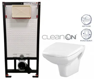 DEANTE Podstavný rám, pre závesné WC misy bez tlačidla + WC CERSANIT CLEANON CARINA + SEDADLO CST_WC01 X CA2 #8597393
