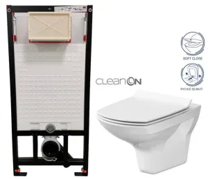 DEANTE Podstavný rám, pre závesné WC misy bez tlačidla + WC CERSANIT CLEANON CARINA + SEDADLO CST_WC01 X CA3