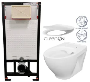 DEANTE Podstavný rám, pre závesné WC misy bez tlačidla + WC CERSANIT CLEANON MODUO + SEDADLO CST_WC01 X MO1 #8597415