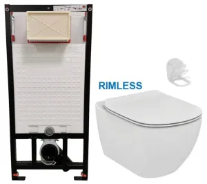 DEANTE Podstavný rám, pre závesné WC misy bez tlačidla + WC Ideal Standard Tesi se sedlem RIMLESS CST_WC01 X TE2 #8597421