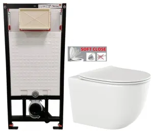 DEANTE Podstavný rám, pre závesné WC misy bez tlačidla + WC INVENA TINOS  + SEDADLO CST_WC01 X NO1