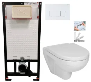 DEANTE Podstavný rám, pre závesné WC misy + SLIM tlačidlo bílé  + WC JIKA LYRA PLUS + SEDADLO duraplastu SLOWCLOSE CST_WC01 A51P LY5