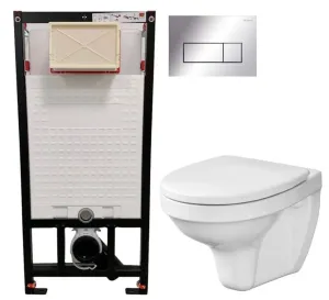 DEANTE Podstavný rám, pre závesné WC misy + SLIM tlačidlo chrom + WC CERSANIT DELFI + SEDADLO CST_WC01 051P DE1