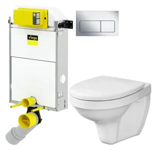VIEGA Presvista modul PURE pre WC vrátane tlačidla Life5 CHROM + WC CERSANIT DELFI + SEDADLO V771928 LIFE5CR DE1