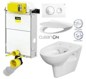 VIEGA Presvista modul PURE pre WC vrátane tlačidla Style 20 bielej + WC CERSANIT CLEANON PARVA + SEDADLO V771928 STYLE20BI PA2