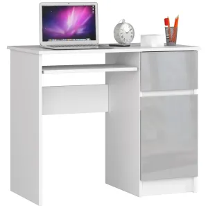 Písací stôl 90 cm Piksel biely/sivý pravý