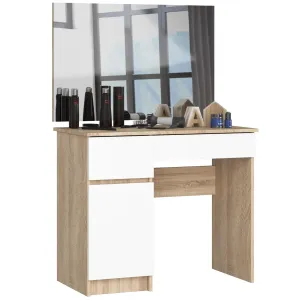 Kozmetický stolík so zrkadlom P-2/SL I dub sonoma/biela ľavý #1584824