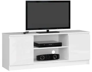 Expedo TV stolík RUTH RTV K140 2D1P, 140x55x40, biela/biela lesk