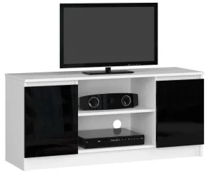Expedo TV stolík RUTH RTV K120 2D1P, 120x55x40, biela/čierna lesk