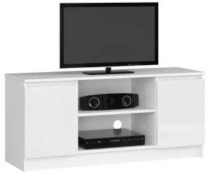 Expedo TV stolík RUTH RTV K120 2D1P, 120x55x40, biela/biela lesk