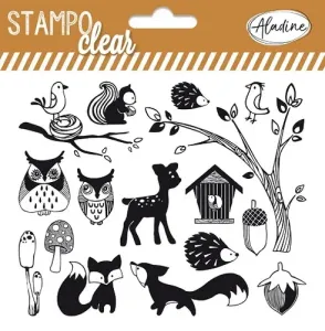 Aladine Gélové pečiatky Stampo CLEAR Lesné zvieratká 16 ks