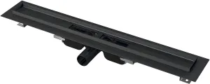 Alcadrain Podlahový žľab s okrajom pre perforovaný rošt, čierna-mat APZ101BLACK-1150 APZ101BLACK-1150