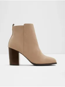 Béžové dámske kožené členkové topánky na podpätku ALDO Reva #8215172