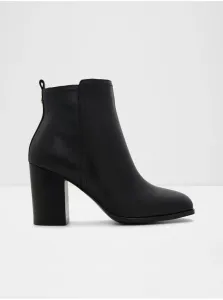 Čierne dámske kožené členkové topánky na podpätku ALDO Reva #8215212