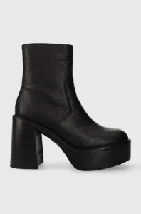 Kožené členkové topánky Aldo Myrelle dámske, čierna farba, na podpätku, 13621067Myrelle