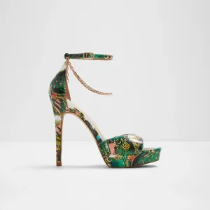 Zelené dámske vzorované sandále na vysokom podpätku ALDO Prisilla