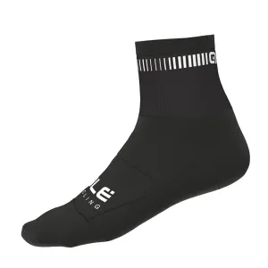ALÉ Cyklistické ponožky klasické - LOGO Q-SKIN  - biela/čierna