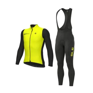 ALÉ Cyklistická zimná bunda a nohavice - FONDO 2.0 + WINTER - žltá/čierna