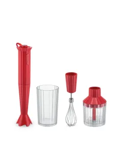 Dizajnový ručný mixér s odmerkou a ručným šľahačom, červený, priem. 7 cm - Alessi