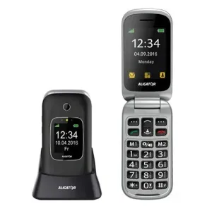Tlačidlový telefón pre seniorov Aligator V650, véčko, čierna