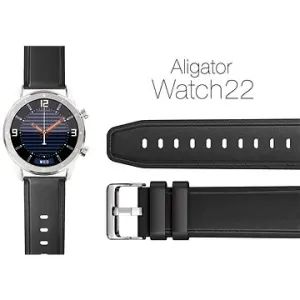 Aligator Watch 22 mm kožený remienok čierny