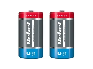 Baterie C (R14) alkalická REBEL Alkaline 2ks / shrink BAT0063