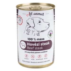 ALL ANIMALS konzerva hovädzí steak pre psov 400 g